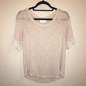 Cream Shirt With Lace Sleeves